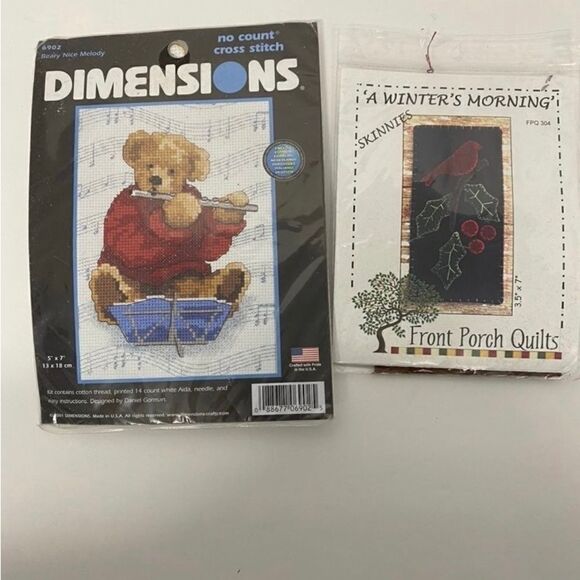 Dimensions Crosstitch set up two teddy bears birds/cardinals kit - Picture 1 of 2